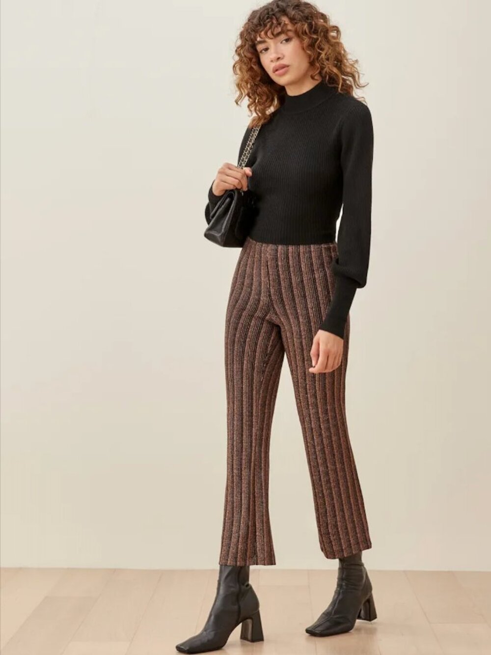 Reformation Alix Pant- Striped Metallic Gold & Black XS